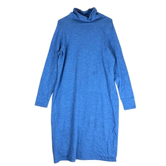 Talbots Womens Sweater Dress Blue Mock Neck Merino Wool Blend Stretch XL - Picture 1 of 14